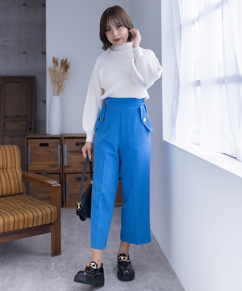 clear（クリア）の「フラップポケット9分丈パンツ[オフィスカジュアル 着回し抜群 大人 カジュアル]≪2024AW≫（スラックス・レディース・アイボリー/ブルー/ブラック・S/M）」の10枚目の写真