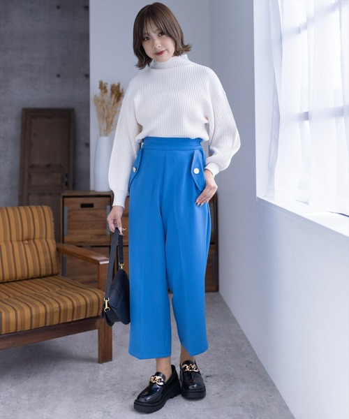 clear（クリア）の「フラップポケット9分丈パンツ[オフィスカジュアル 着回し抜群 大人 カジュアル]≪2024AW≫（スラックス・レディース・アイボリー/ブルー/ブラック・S/M）」の11枚目の写真