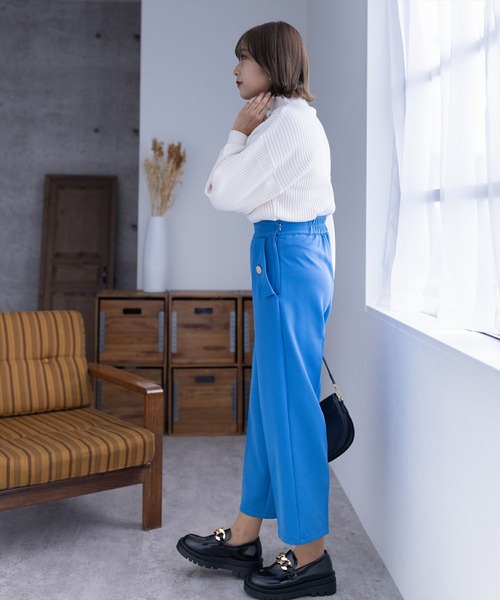 clear（クリア）の「フラップポケット9分丈パンツ[オフィスカジュアル 着回し抜群 大人 カジュアル]≪2024AW≫（スラックス・レディース・アイボリー/ブルー/ブラック・S/M）」の12枚目の写真