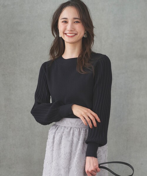 ANY SIS（エニィスィス）の「【洗える】冬のシャルマン パフスリーブ ニット（ニット/セーター・レディース・ライラック系/ライトグリーン系/ピンク系/ブラック系/ダルブルー系/アイボリー系・2）」の2枚目の写真