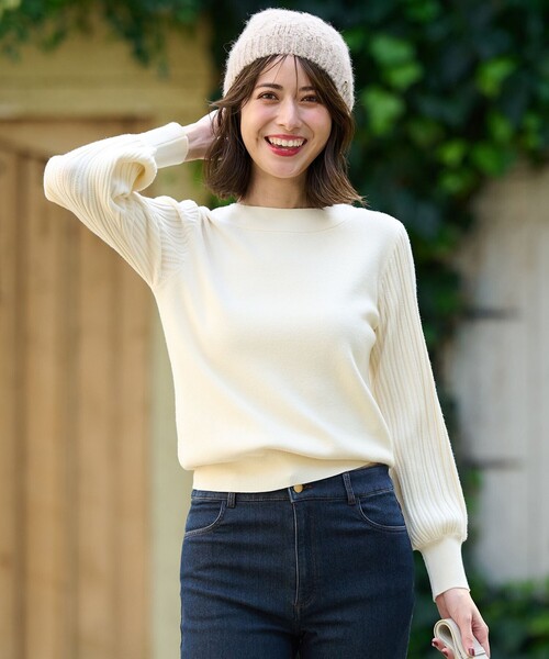 ANY SIS（エニィスィス）の「【洗える】冬のシャルマン パフスリーブ ニット（ニット/セーター・レディース・ライラック系/ライトグリーン系/ピンク系/ブラック系/ダルブルー系/アイボリー系・2）」の3枚目の写真