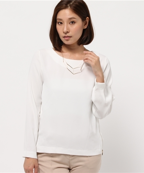 OUTLET（アウトレット）の「【CAPRICIEUX LE'MAGE】NLサイドZIPブラウス（シャツ/ブラウス・レディース・ベージュ/ネイビー/ホワイト・FREE）」の2枚目の写真