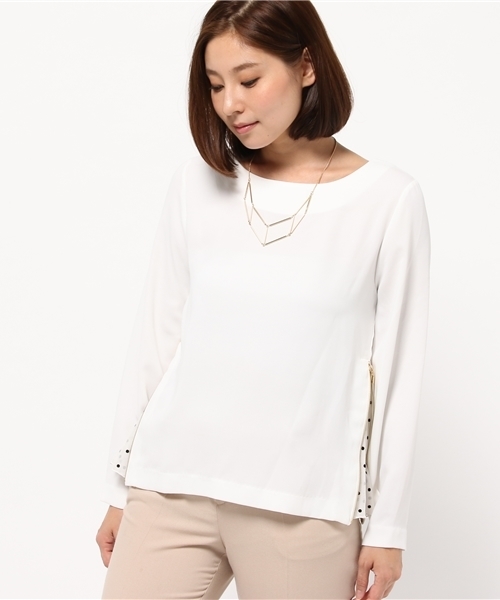 OUTLET（アウトレット）の「【CAPRICIEUX LE'MAGE】NLサイドZIPブラウス（シャツ/ブラウス・レディース・ベージュ/ネイビー/ホワイト・FREE）」の8枚目の写真