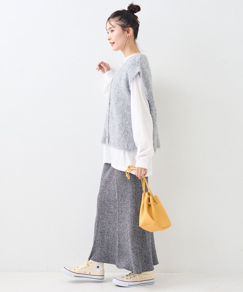 FREAK'S STORE（フリークスストア）の「【セットアイテム】2WAY シャギー ニットベスト セット（ベスト・レディース・オフホワイト/ブラック/ライトグレー・ﾌﾘ-）」の5枚目の写真