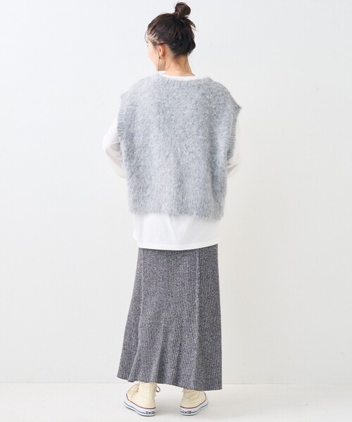 FREAK'S STORE（フリークスストア）の「【セットアイテム】2WAY シャギー ニットベスト セット（ベスト・レディース・オフホワイト/ブラック/ライトグレー・ﾌﾘ-）」の6枚目の写真