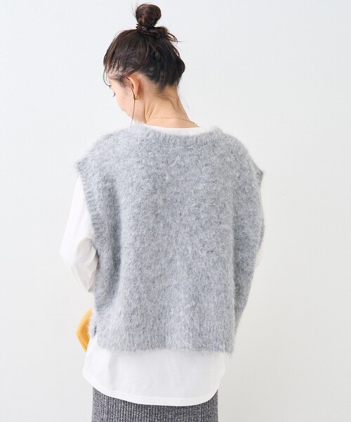 FREAK'S STORE（フリークスストア）の「【セットアイテム】2WAY シャギー ニットベスト セット（ベスト・レディース・オフホワイト/ブラック/ライトグレー・ﾌﾘ-）」の9枚目の写真