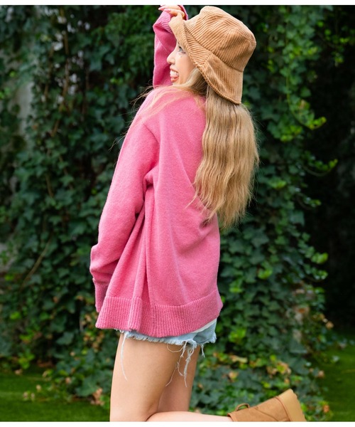 anap mimpi（アナップミンピ）の「Vネックモヘアタッチカラーニットカーディガン（カーディガン/ボレロ・レディース・ダークグレー/ピンク/グリーン/ターコイズブルー・FREE）」の17枚目の写真