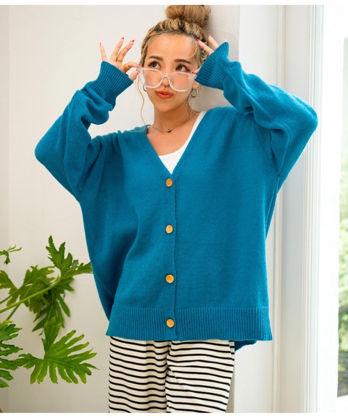 anap mimpi（アナップミンピ）の「Vネックモヘアタッチカラーニットカーディガン（カーディガン/ボレロ・レディース・ダークグレー/ピンク/グリーン/ターコイズブルー・FREE）」の21枚目の写真