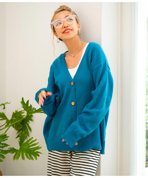 anap mimpi（アナップミンピ）の「Vネックモヘアタッチカラーニットカーディガン（カーディガン/ボレロ・レディース・ダークグレー/ピンク/グリーン/ターコイズブルー・FREE）」の22枚目の写真