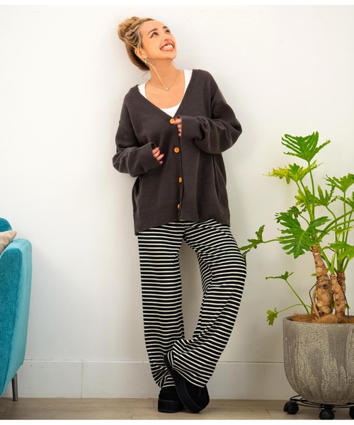 anap mimpi（アナップミンピ）の「Vネックモヘアタッチカラーニットカーディガン（カーディガン/ボレロ・レディース・ダークグレー/ピンク/グリーン/ターコイズブルー・FREE）」の7枚目の写真