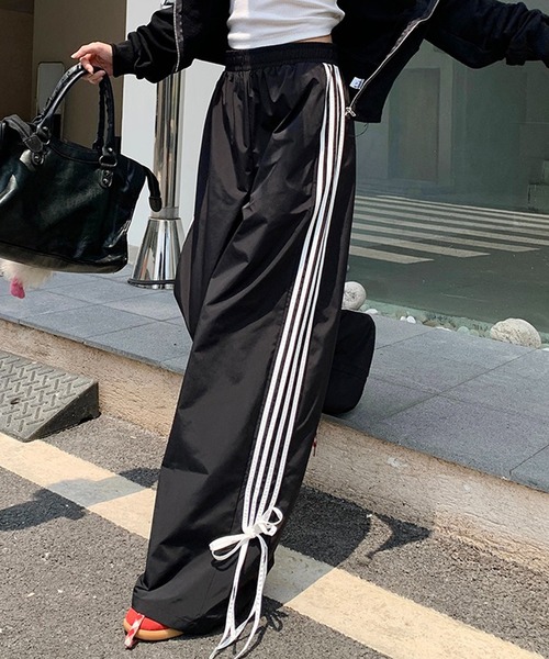 【関税込み】Simone Rocha ブラック リボン トラックパンツ Gathered Track Trousers (4100-1067-BLACK)