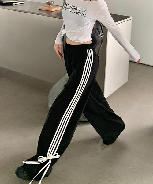 NOT4NERD::トラックパンツ:L[RESALE] サイドラインリボントラックパンツ（その他パンツ）｜LYEON