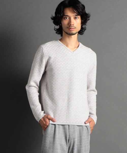 HIDEAWAYS NICOLE（ハイダウェイニコル）の「リンクスバスケットＶネックニット（ニット/セーター・メンズ・ブラック/ブラック×ホワイト/オフホワイト/ホワイト×ライトグレー・LARGE/X-LARGE/MEDIUM）」の3枚目の写真