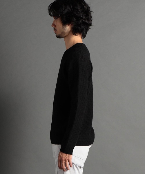 HIDEAWAYS NICOLE（ハイダウェイニコル）の「リンクスバスケットＶネックニット（ニット/セーター・メンズ・ブラック/ブラック×ホワイト/オフホワイト/ホワイト×ライトグレー・LARGE/X-LARGE/MEDIUM）」の7枚目の写真