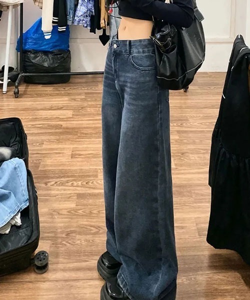 urge：（アージコロン ）の「【URGE：】ワイド デニムパンツ（デニムパンツ・レディース・ネイビー・SMALL/MEDIUM/LARGE/X-LARGE）」の2枚目の写真