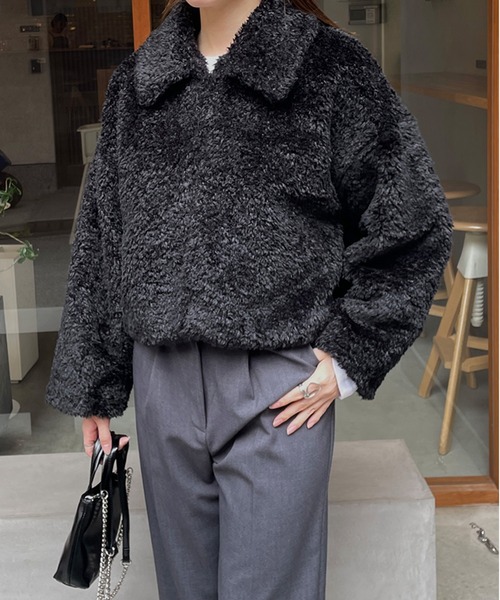 LE MORE(リモア)の「プードルファーショート丈コート(その他アウター・レディース・ブラック/アイボリー・FREE)」の12枚目の写真