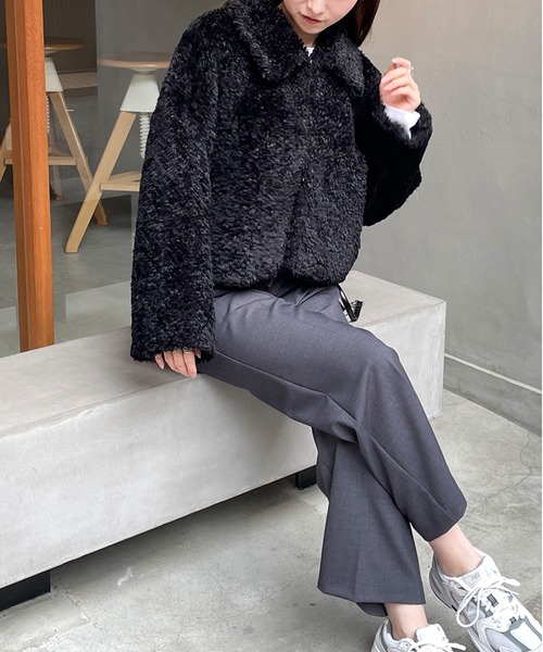 LE MORE(リモア)の「プードルファーショート丈コート(その他アウター・レディース・ブラック/アイボリー・FREE)」の13枚目の写真