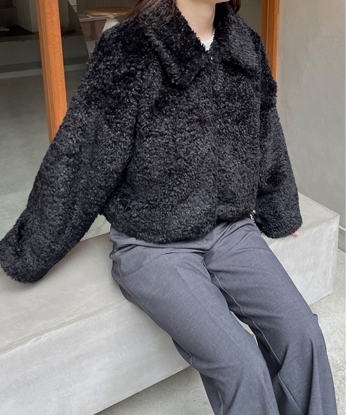 LE MORE(リモア)の「プードルファーショート丈コート(その他アウター・レディース・ブラック/アイボリー・FREE)」の14枚目の写真