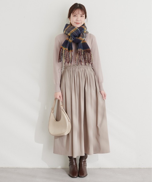 natural couture(ナチュラルクチュール)の「ドロストドッキングワンピース(ワンピース・レディース・グレイッシュベージュ/スミクロ/その他1・FREE)」の2枚目の写真