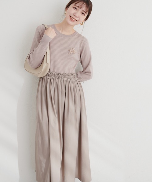 natural couture(ナチュラルクチュール)の「ドロストドッキングワンピース(ワンピース・レディース・グレイッシュベージュ/スミクロ/その他1・FREE)」の9枚目の写真
