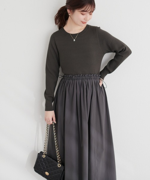 natural couture(ナチュラルクチュール)の「ドロストドッキングワンピース(ワンピース・レディース・グレイッシュベージュ/スミクロ/その他1・FREE)」の19枚目の写真