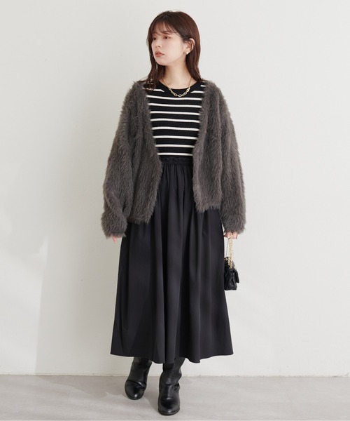 natural couture(ナチュラルクチュール)の「ドロストドッキングワンピース(ワンピース・レディース・グレイッシュベージュ/スミクロ/その他1・FREE)」の17枚目の写真