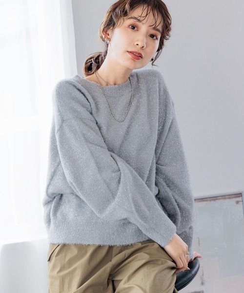 LEPSIM（レプシィム）の「7ゲージラメフェザープルオーバー　989461（ニット/セーター・レディース・グレー/ライトグリーン/ブラック・FREE）」の3枚目の写真