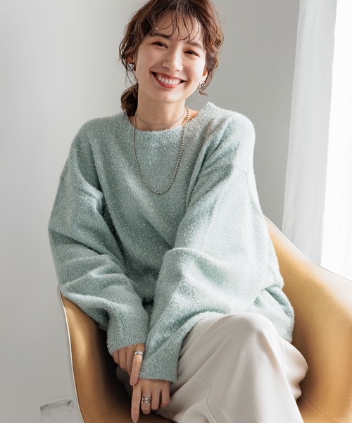 LEPSIM（レプシィム）の「7ゲージラメフェザープルオーバー　989461（ニット/セーター・レディース・グレー/ライトグリーン/ブラック・FREE）」の5枚目の写真