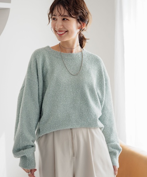 LEPSIM（レプシィム）の「7ゲージラメフェザープルオーバー　989461（ニット/セーター・レディース・グレー/ライトグリーン/ブラック・FREE）」の7枚目の写真