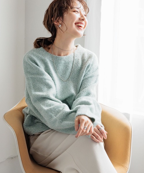 LEPSIM（レプシィム）の「7ゲージラメフェザープルオーバー　989461（ニット/セーター・レディース・グレー/ライトグリーン/ブラック・FREE）」の4枚目の写真