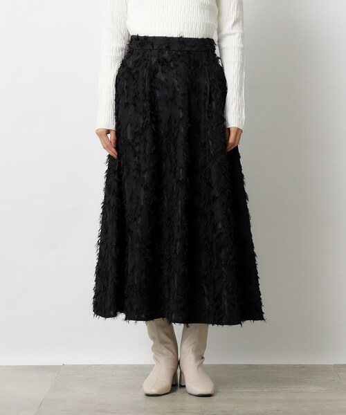 OPAQUE.CLIP（オペークドットクリップ）の「◆フリンジジャカードフレアスカート【洗える】（スカート・レディース・ブラック/アイボリー・40/42/38）」の11枚目の写真