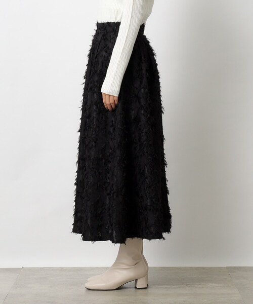 OPAQUE.CLIP（オペークドットクリップ）の「◆フリンジジャカードフレアスカート【洗える】（スカート・レディース・ブラック/アイボリー・40/42/38）」の12枚目の写真