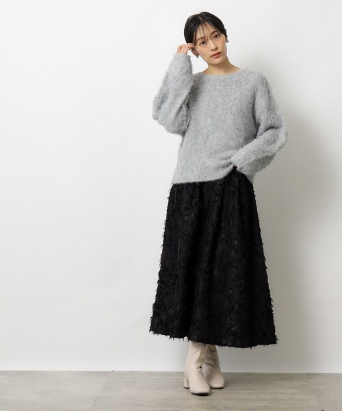 OPAQUE.CLIP（オペークドットクリップ）の「◆フリンジジャカードフレアスカート【洗える】（スカート・レディース・ブラック/アイボリー・40/42/38）」の14枚目の写真