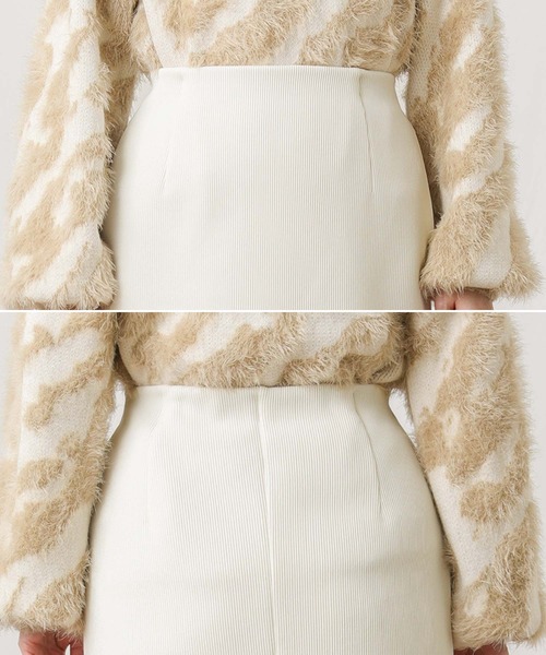 Gready Brilliant(グレディブリリアン)の「裏起毛カットタイトスカート(スカート・レディース・アイボリー/ブラック・36/38)」の3枚目の写真