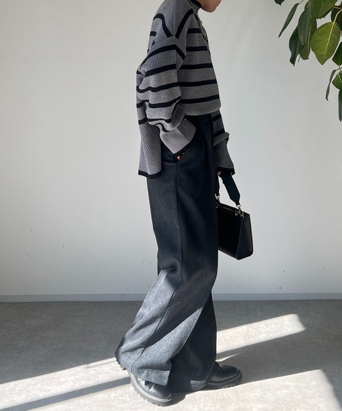 un dix cors(アンディコール)の「片畦サイドZIPボーダーニット(ニット/セーター・レディース・グレー/オフホワイト・FREE)」の22枚目の写真