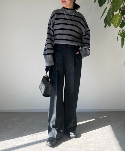 un dix cors(アンディコール)の「片畦サイドZIPボーダーニット(ニット/セーター・レディース・グレー/オフホワイト・FREE)」の21枚目の写真