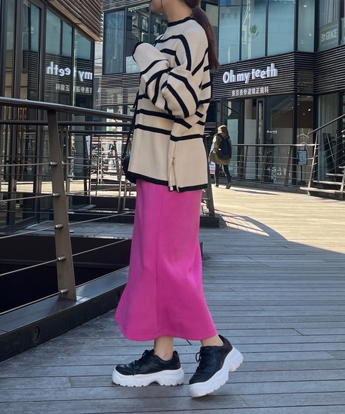 un dix cors(アンディコール)の「片畦サイドZIPボーダーニット(ニット/セーター・レディース・グレー/オフホワイト・FREE)」の10枚目の写真