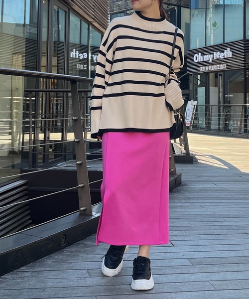 un dix cors(アンディコール)の「片畦サイドZIPボーダーニット(ニット/セーター・レディース・グレー/オフホワイト・FREE)」の9枚目の写真