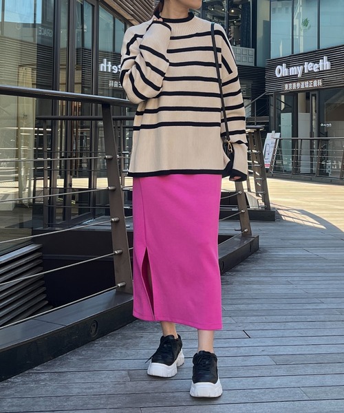 un dix cors(アンディコール)の「片畦サイドZIPボーダーニット(ニット/セーター・レディース・グレー/オフホワイト・FREE)」の12枚目の写真