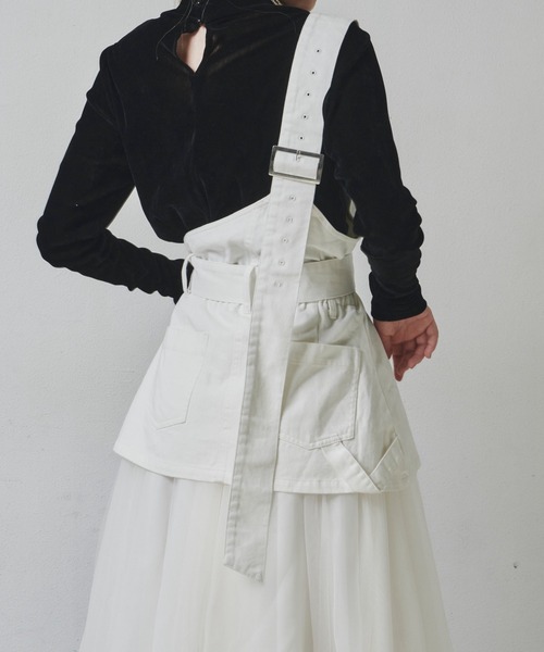 LA BELLE ETUDE（ラベルエチュード）の「ワンショルダーボリュームチュールデニムサロペワンピース（ワンピース・レディース・ブラック/ホワイト/グレー・FREE）」の15枚目の写真