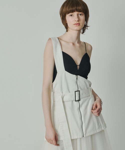 LA BELLE ETUDE（ラベルエチュード）の「ワンショルダーボリュームチュールデニムサロペワンピース（ワンピース・レディース・ブラック/ホワイト/グレー・FREE）」の6枚目の写真