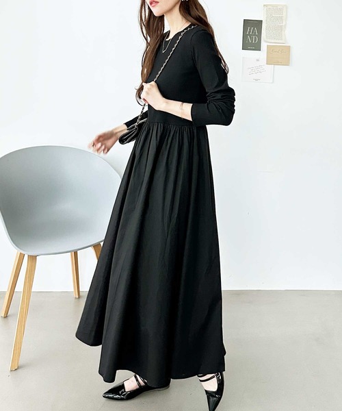 GeeRA(ジーラ)の「異素材切替ドッキングワンピース(ワンピース・レディース・その他/ブラック・LARGE/MEDIUM)」の5枚目の写真