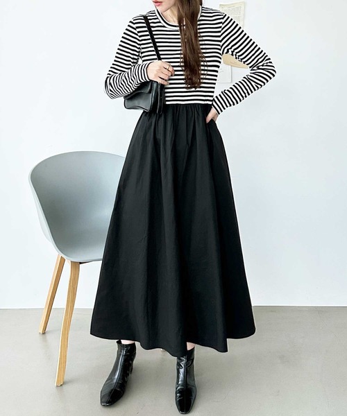 GeeRA(ジーラ)の「異素材切替ドッキングワンピース(ワンピース・レディース・その他/ブラック・LARGE/MEDIUM)」の7枚目の写真
