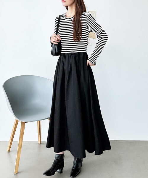 GeeRA(ジーラ)の「異素材切替ドッキングワンピース(ワンピース・レディース・その他/ブラック・LARGE/MEDIUM)」の8枚目の写真