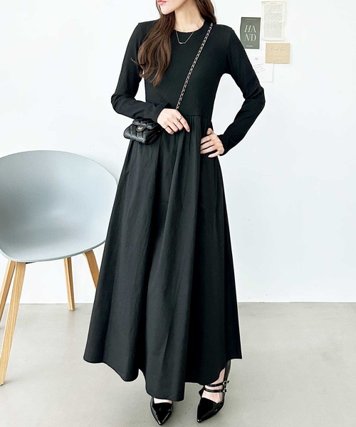 GeeRA(ジーラ)の「異素材切替ドッキングワンピース(ワンピース・レディース・その他/ブラック・LARGE/MEDIUM)」の4枚目の写真