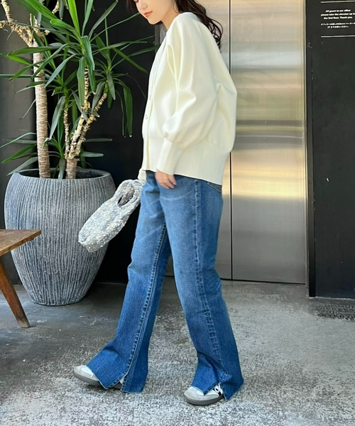 CIAOPANIC TYPY(チャオパニックティピー)の「【洗える】軽ニットカラーカーデ(カーディガン/ボレロ・レディース・ホワイト/グリーン/ピンク/イエロー/オレンジ/ブラック/ブルー・ONE SIZE)」の14枚目の写真