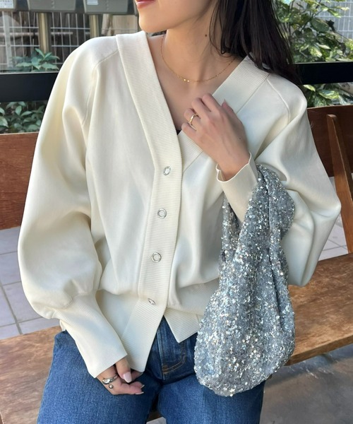 CIAOPANIC TYPY(チャオパニックティピー)の「【洗える】軽ニットカラーカーデ(カーディガン/ボレロ・レディース・ホワイト/グリーン/ピンク/イエロー/オレンジ/ブラック/ブルー・ONE SIZE)」の8枚目の写真