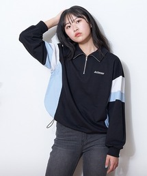 【LTXC】【吸水速乾】バイカラーハーフzip