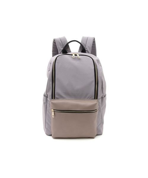 COOCO（クーコ）の「ポリエステル×フェイクレザー　10ポケットリュックサック/A4・13inPC対応（バックパック/リュック・レディース・ライトグレー/マスタード/ブラック/カーキ/モカ・9）」の21枚目の写真