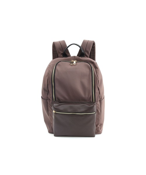 COOCO（クーコ）の「ポリエステル×フェイクレザー　10ポケットリュックサック/A4・13inPC対応（バックパック/リュック・レディース・ライトグレー/マスタード/ブラック/カーキ/モカ・9）」の14枚目の写真